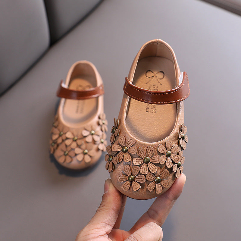 Girls' Small Leather Shoes, Female Babies, Flower Single Shoes, Soft Soles, Little Girls - Cindi Book