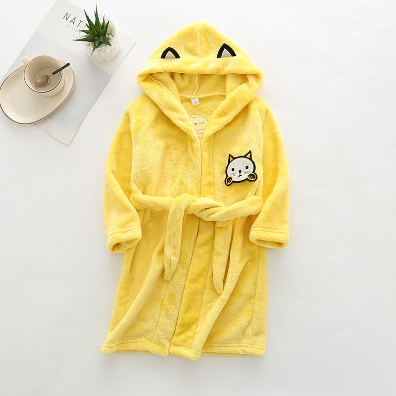 Flannel Bathrobe Boys' Home Wear With Hood - Cindi Book