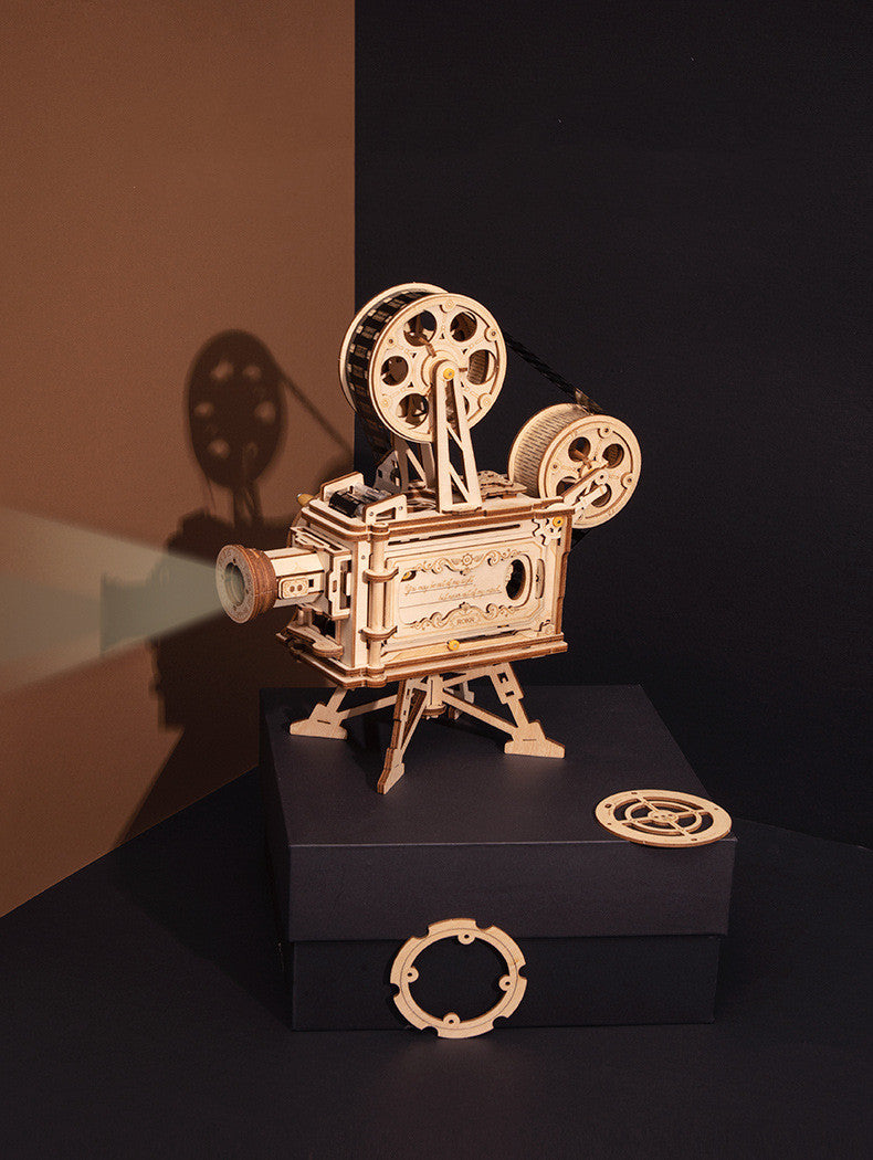 If The State KL501 601 Wooden Puzzles Play 3D Puzzle Assembling The Old Projector, The Pendulum Clock DIY Gift - Cindi Book