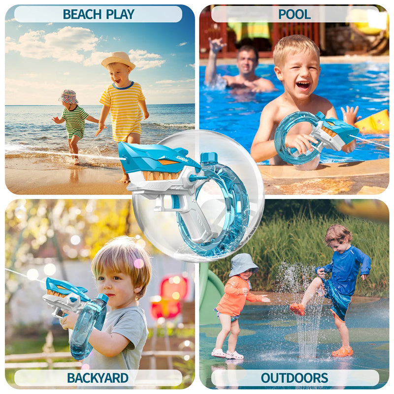 New Shark Electric Water Gun Toys Fully Automatic Continuous Fire Water Gun Large Capacity Beach Summer Children's Water Playing Toys - Cindi Book