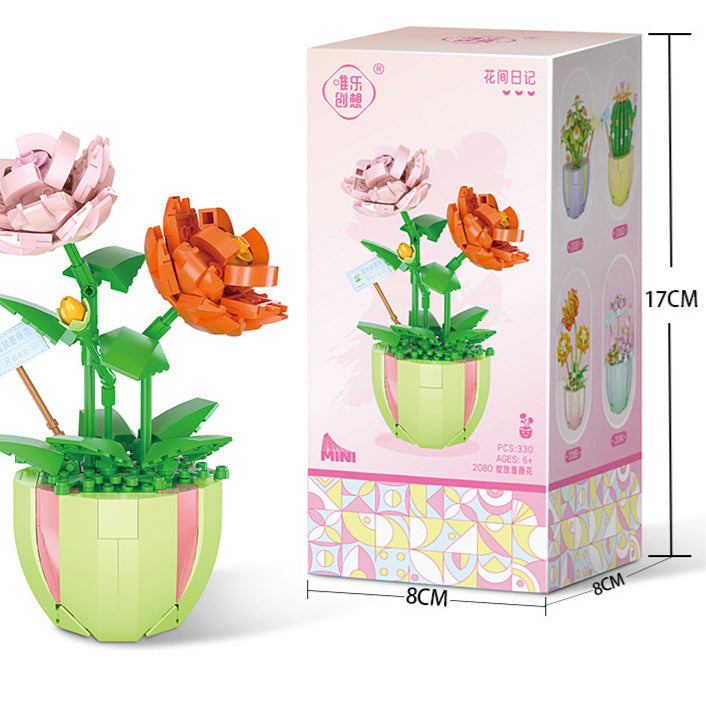 Building Block Puzzle Toy Eternal Flower Potted Mini Succulent Potted Plant - Cindi Book