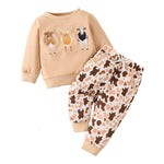 Children's Casual Suit Calf Embroidered Printed Long Sleeve Two-piece Set - Cindi Book