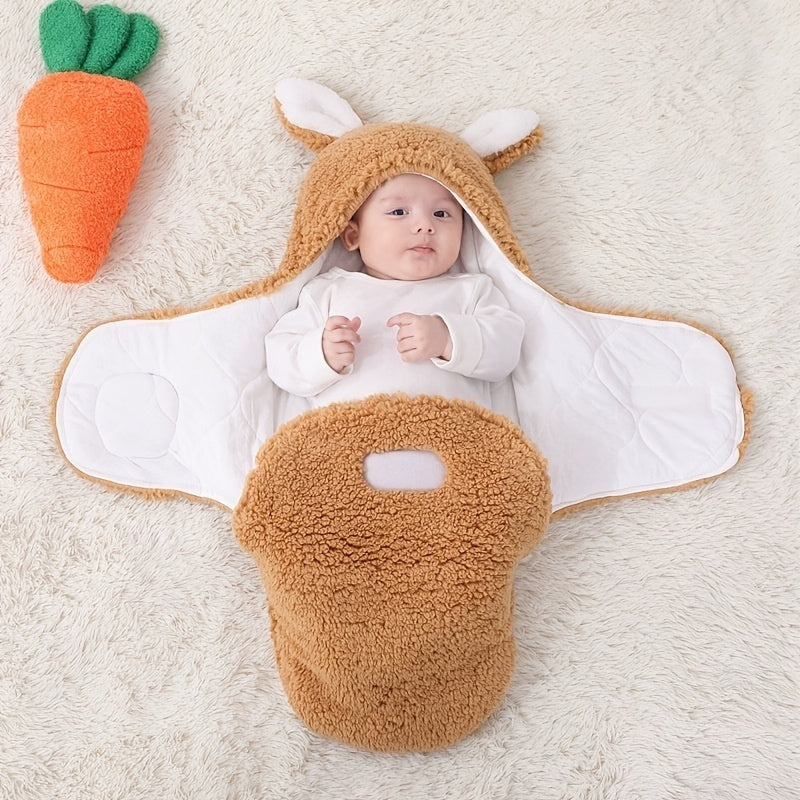Super Soft Baby Sleeping Bag Fluffy Fleece Newborn Blanket Swaddle Blankets, Unisex Baby Wrap For Newborn Baby Boys Girls With Head-Protecting & Head-Supporting Function, Wearable Swaddle Sleep Sack - Cindi Book
