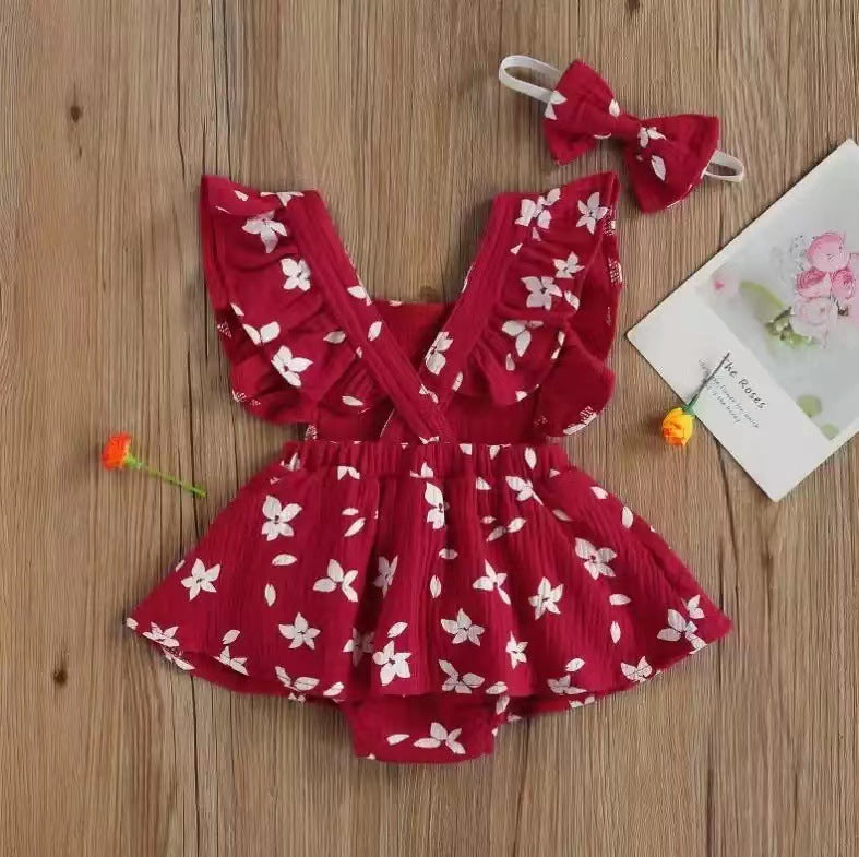 Baby Harness Print Dress Crawling Clothes - Cindi Book