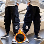 Men's Medium And Large Children's Multi-bag Fleece Ankle-tied Casual Working Pants Tide - Cindi Book