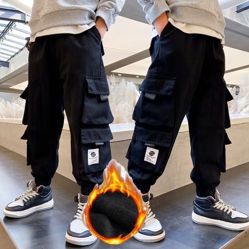 Men's Medium And Large Children's Multi-bag Fleece Ankle-tied Casual Working Pants Tide - Cindi Book