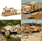 3D Wooden Puzzle Train Model DIY Wooden Train Toy Mechanical Train Model Kit Assembly Model Home Decoration Crafts - Cindi Book
