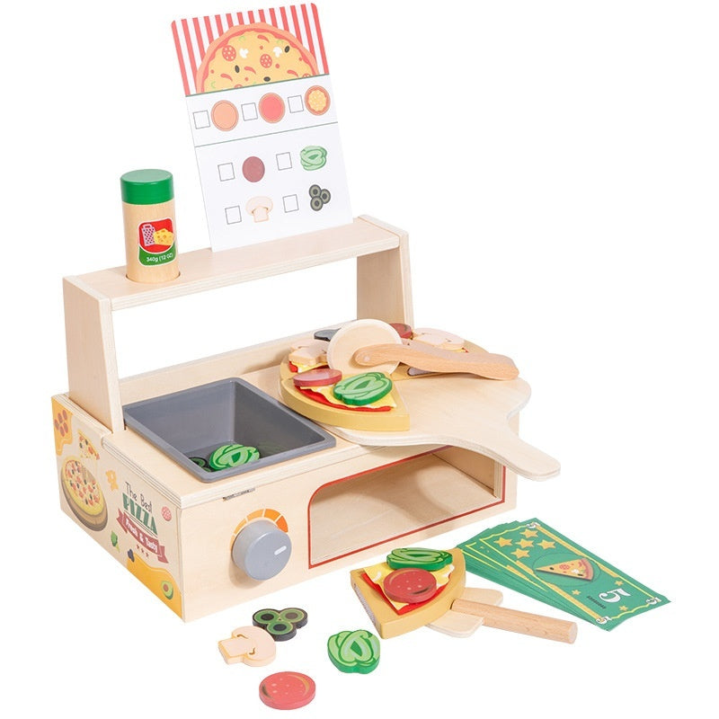 Children's Early Education Educational Wooden Pizza Oven Kitchen Simulation Toy - Cindi Book