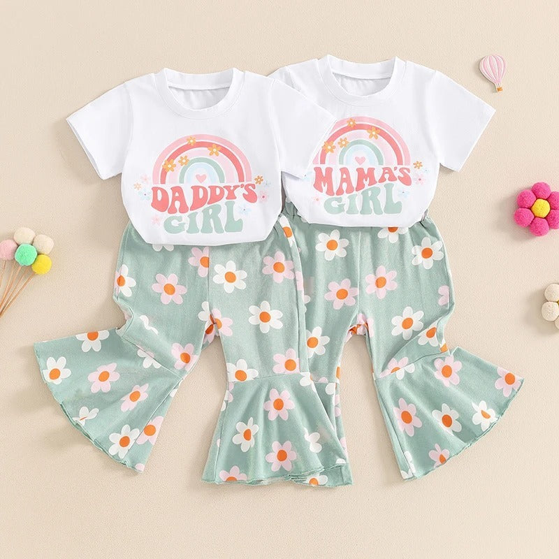 Letter Printed Long Sleeve Bell-bottom Pants - Cindi Book