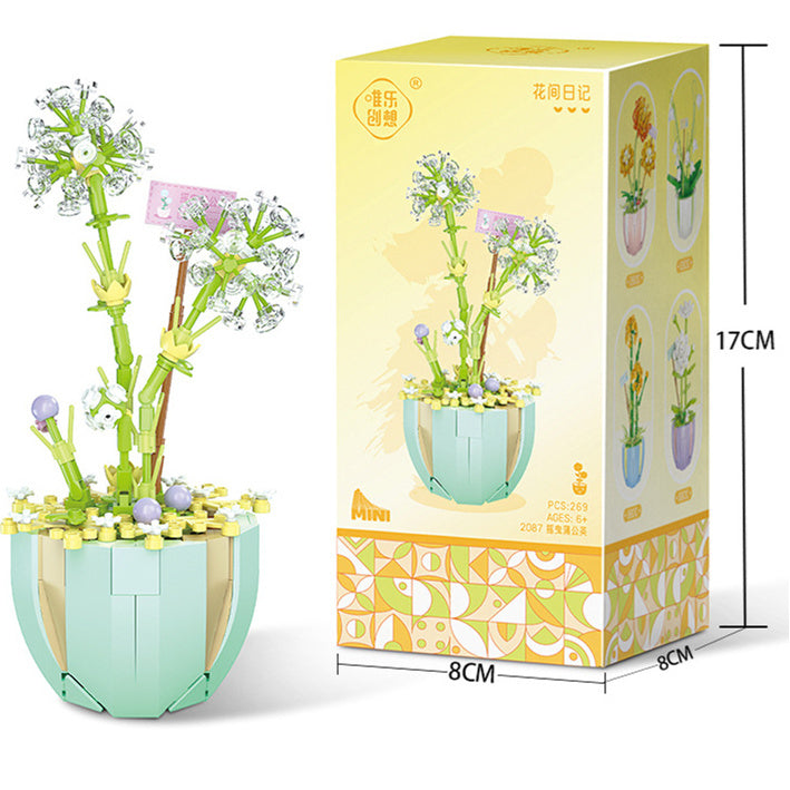 Building Block Puzzle Toy Eternal Flower Potted Mini Succulent Potted Plant - Cindi Book