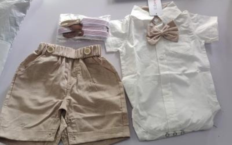 Summer Baby Boy Gentleman Suit Baby Romper Suspender Pants Two-piece British Style Handsome Dress - Cindi Book