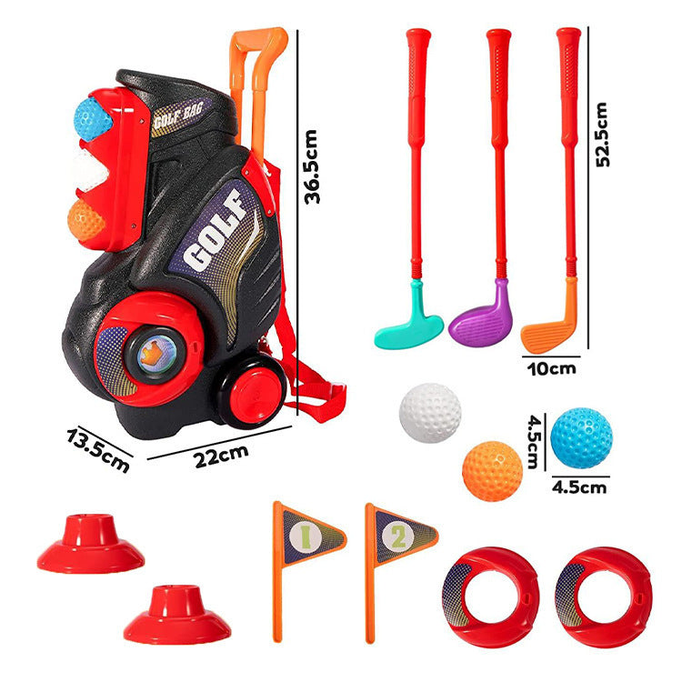 Children's Trolley Box Golf Toy Club Suit Educational Indoor Outdoor Sports Game - Cindi Book