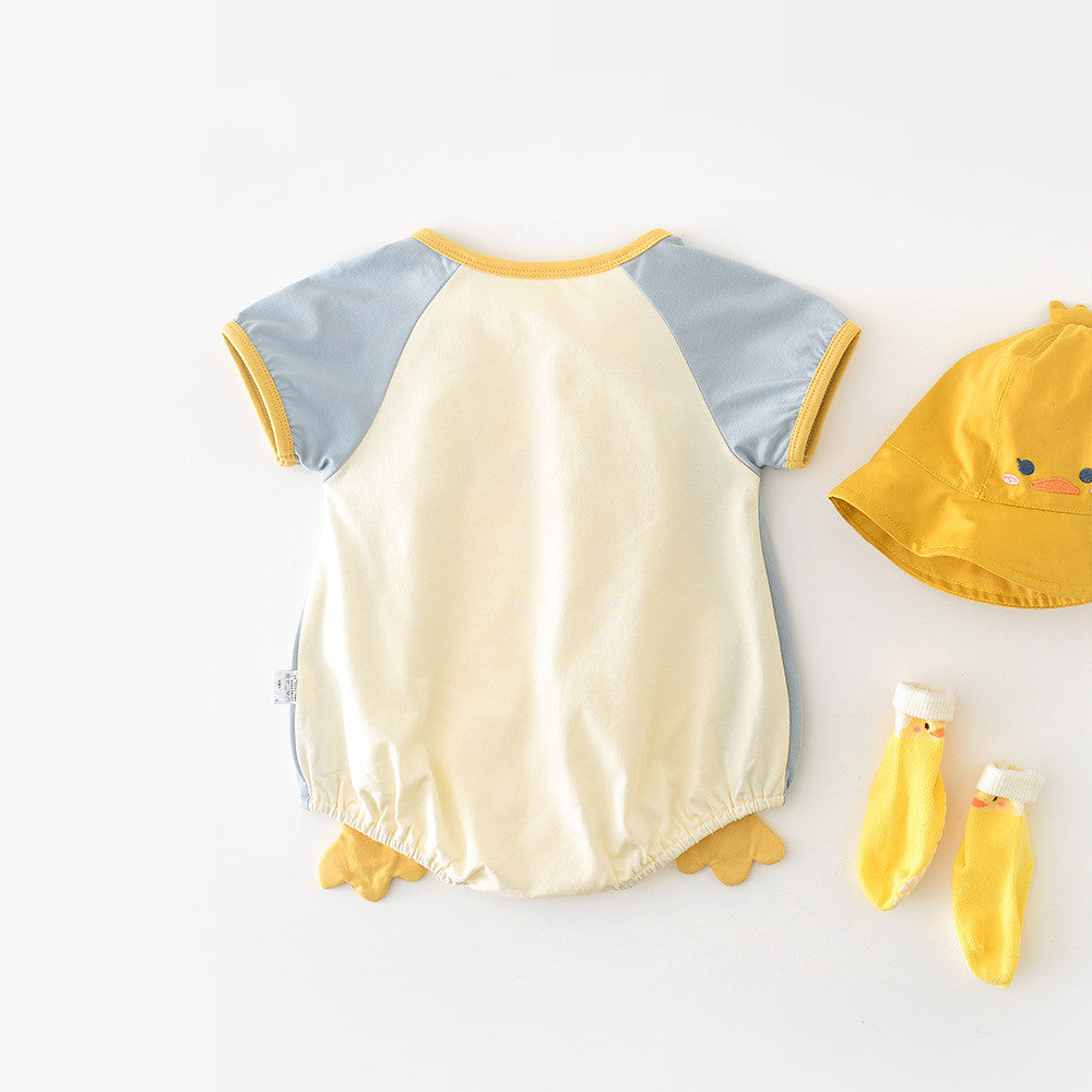 Newborn Contrast Color Short Sleeve Rompers 52857
