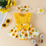 Sleeve Stitching Flower Print Romper - Cindi Book