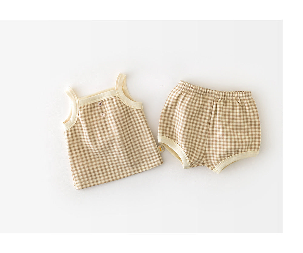 Baby Suit Summer Pajamas New Korean Style Infant Thin Suspenders Vest Shorts Boys 'and Girls' Home Wear - Cindi Book