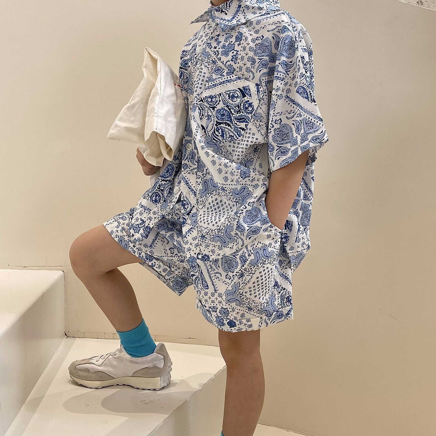 Printed Shirt Boys Vacation Style Chiffon Shirt Shorts Suit - Cindi Book
