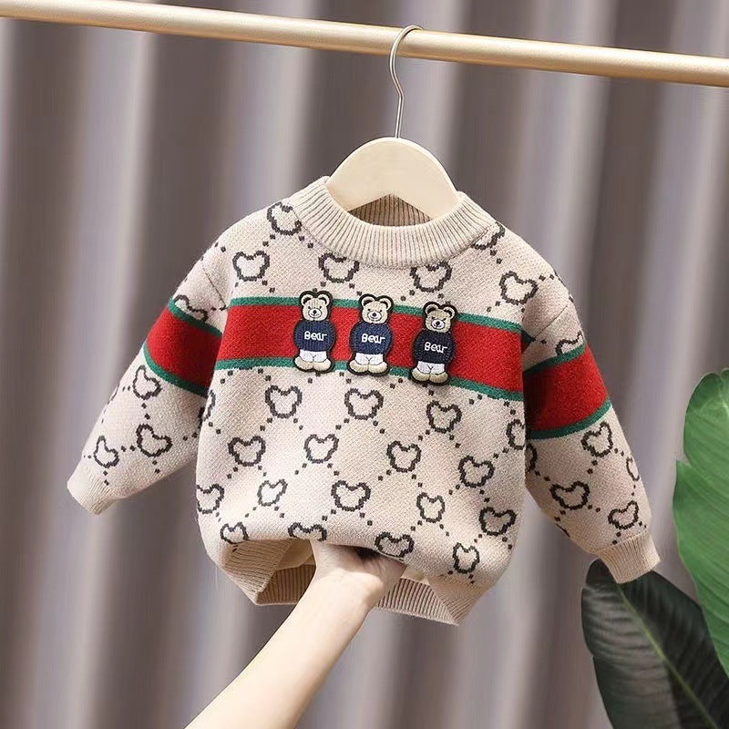 Boys' Velvet Thickening Sweater Girls' Pullover - Cindi Book