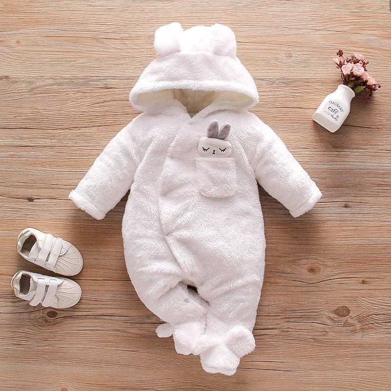 Solid Color Cartoon Baby One-piece Thick Cotton Velvet Suit - Cindi Book