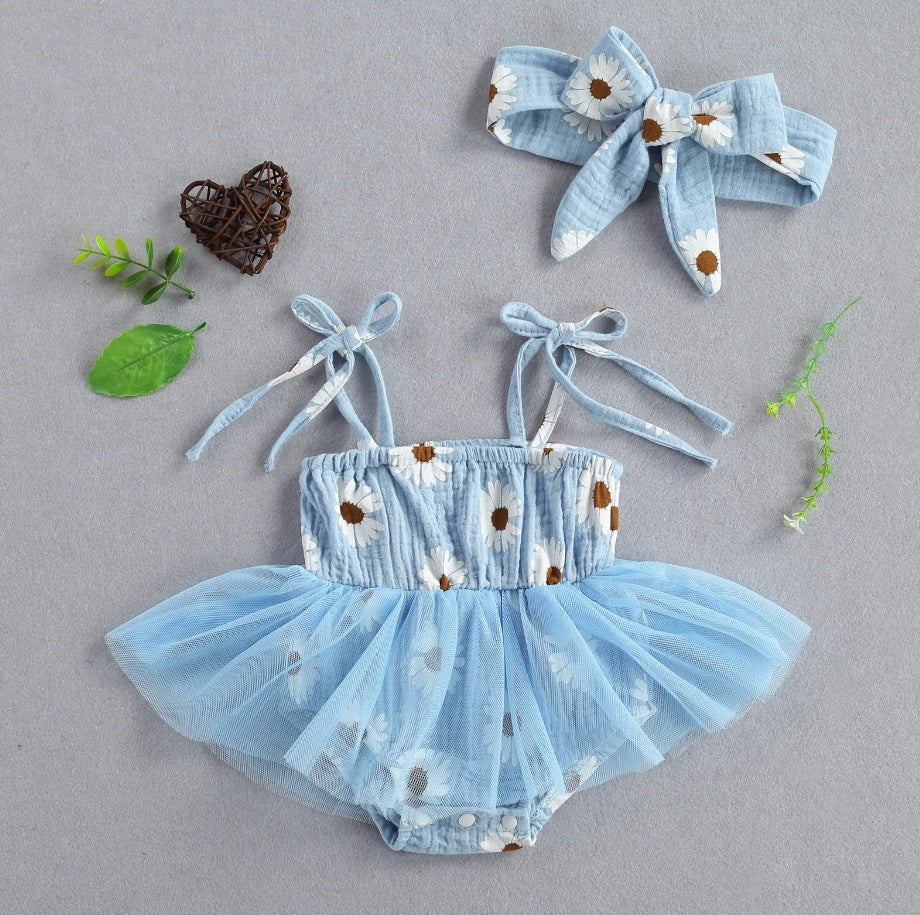 Infant Lace-up Mesh Triangle Romper Daisy - Cindi Book