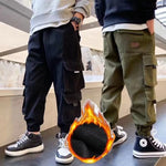 Men's Medium And Large Children's Multi-bag Fleece Ankle-tied Casual Working Pants Tide - Cindi Book