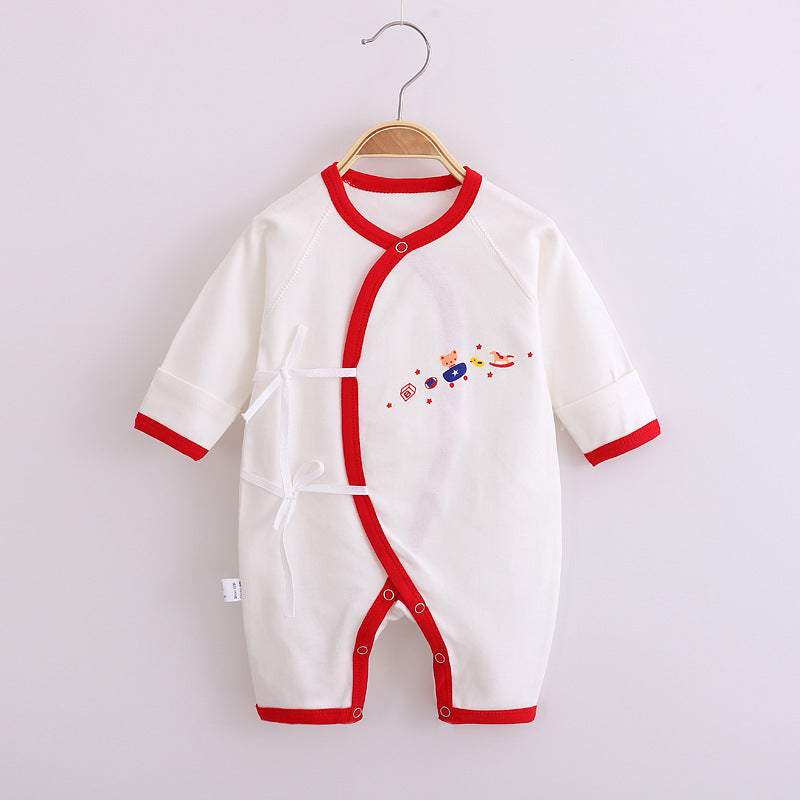 Baby's Cotton Long-sleeved Lace-up Butterfly Jumpsuit - Cindi Book