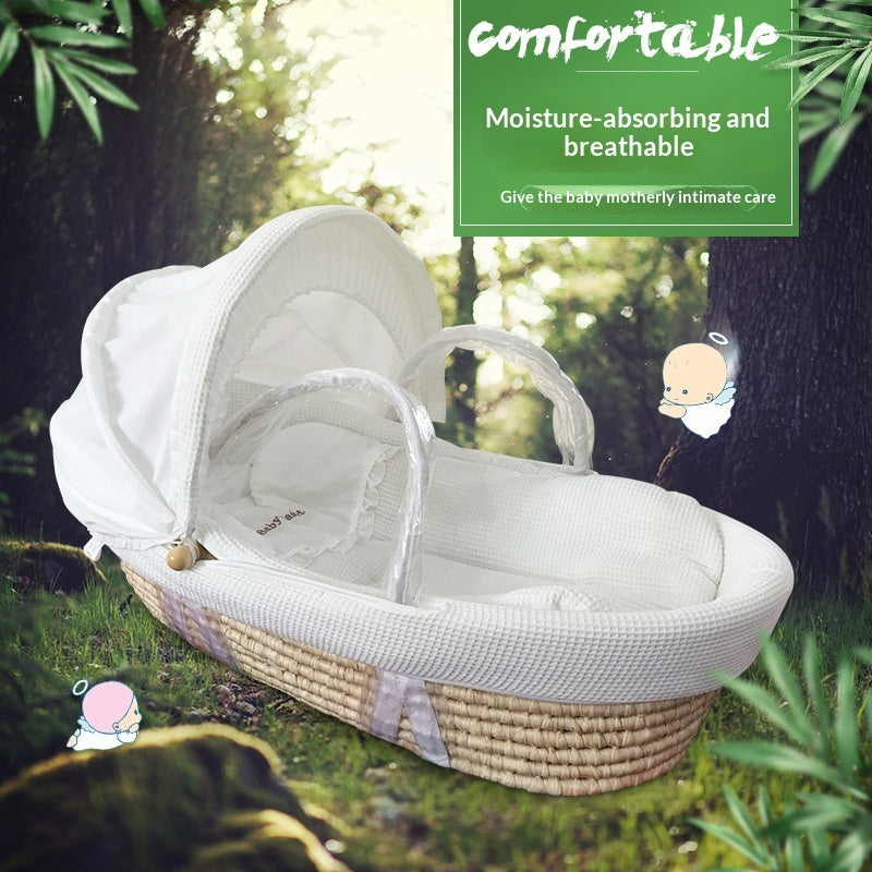 Portable Baby Bassinet Woven From Corn Husks - Cindi Book