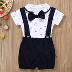 Boy's White Romper Suspender Bow Tie - Cindi Book