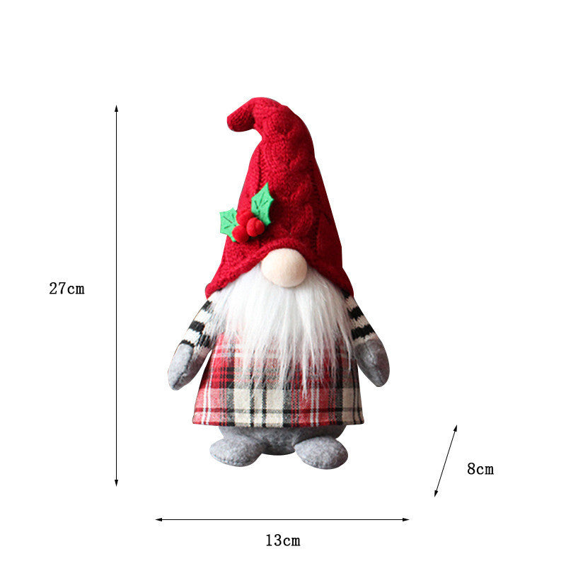 Cute Braids Faceless Plaid Hooded Forest Old Man Doll Home Plush Desktop Decoration - Cindi Book