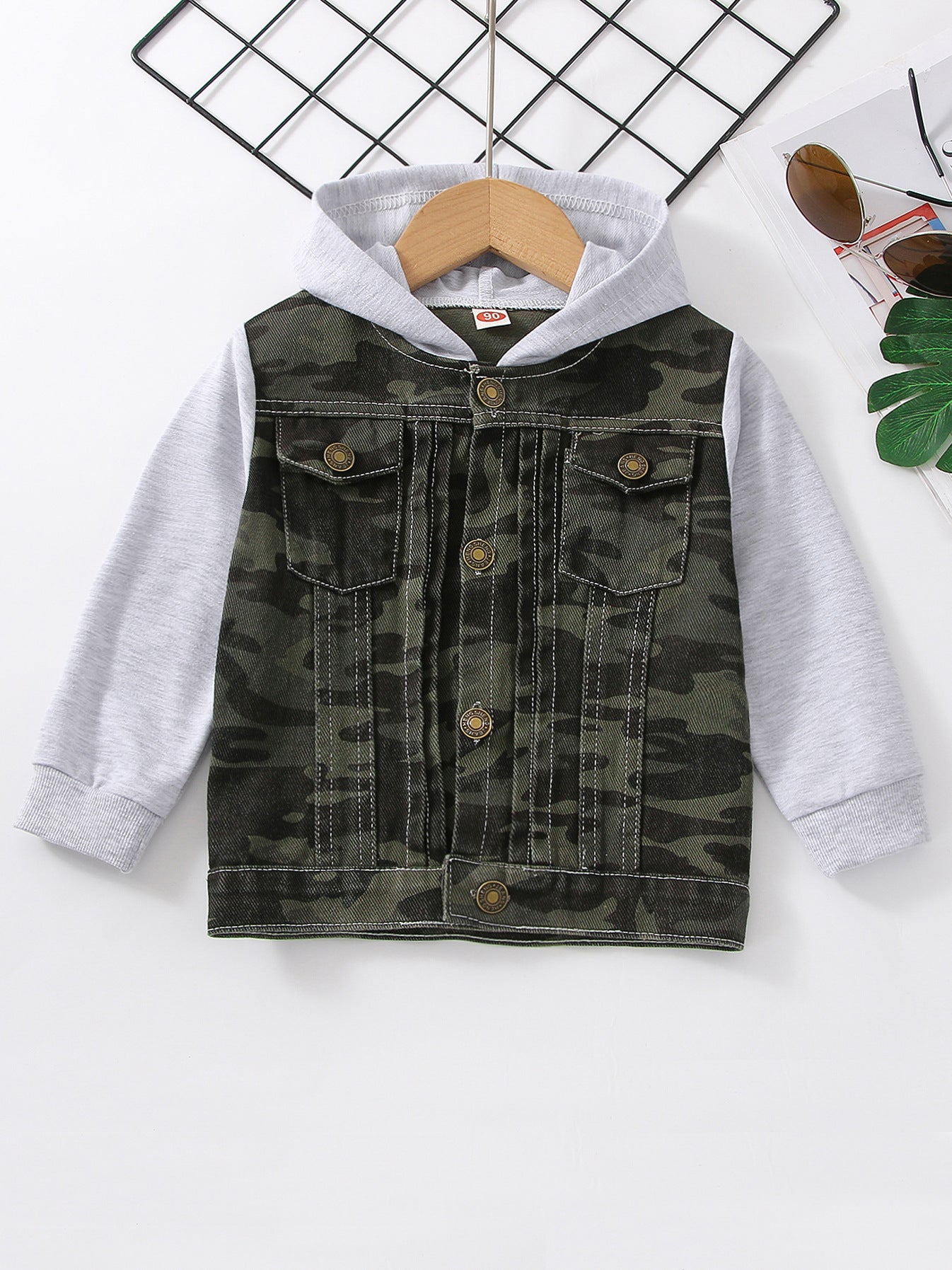 Boy Hooded Raglan Denim Coat