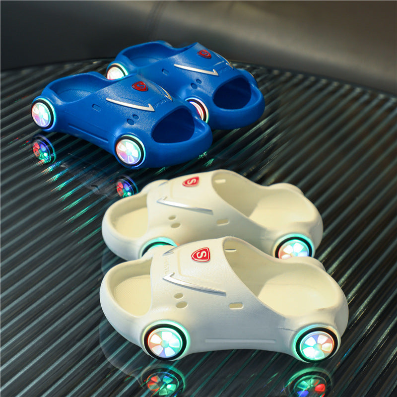 Kids Glowing Slippers Cartoon Car Sandals Children Sandals Anti Slip Boys Girls Luminous Slippers Summer Beach Shoes - Cindi Book