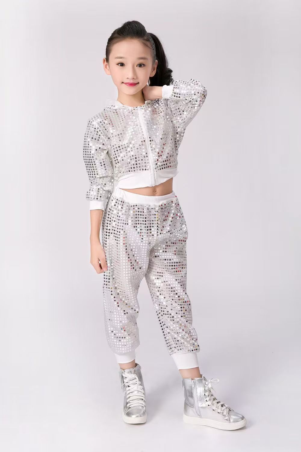 Childrens Sequined Hip-hop Street Dance Performance Cheerleading Team Sportswear - Cindi Book