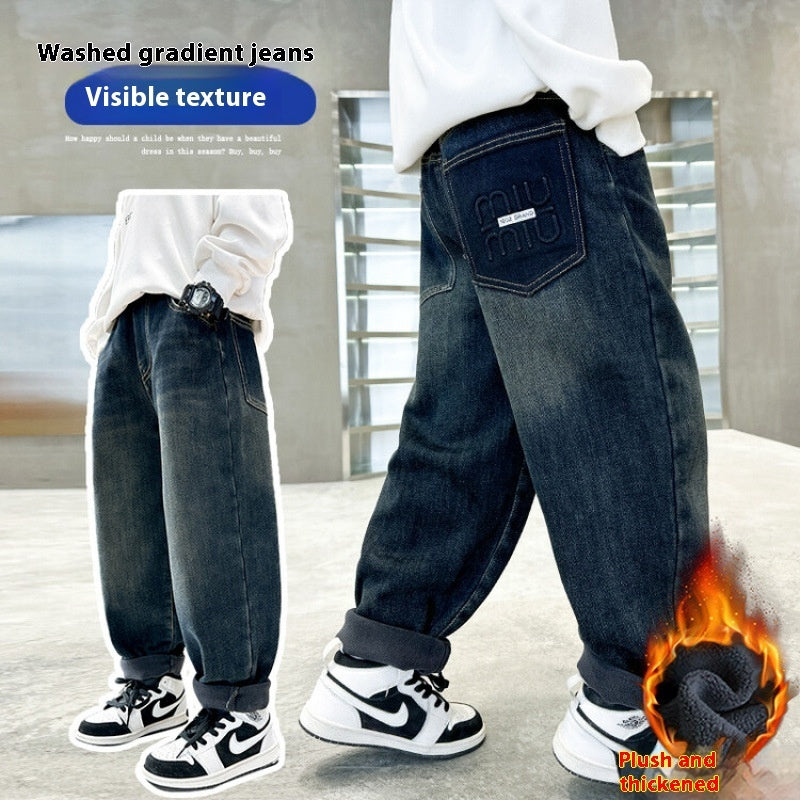 Korean Style Big Children Thick Warm Pants - Cindi Book