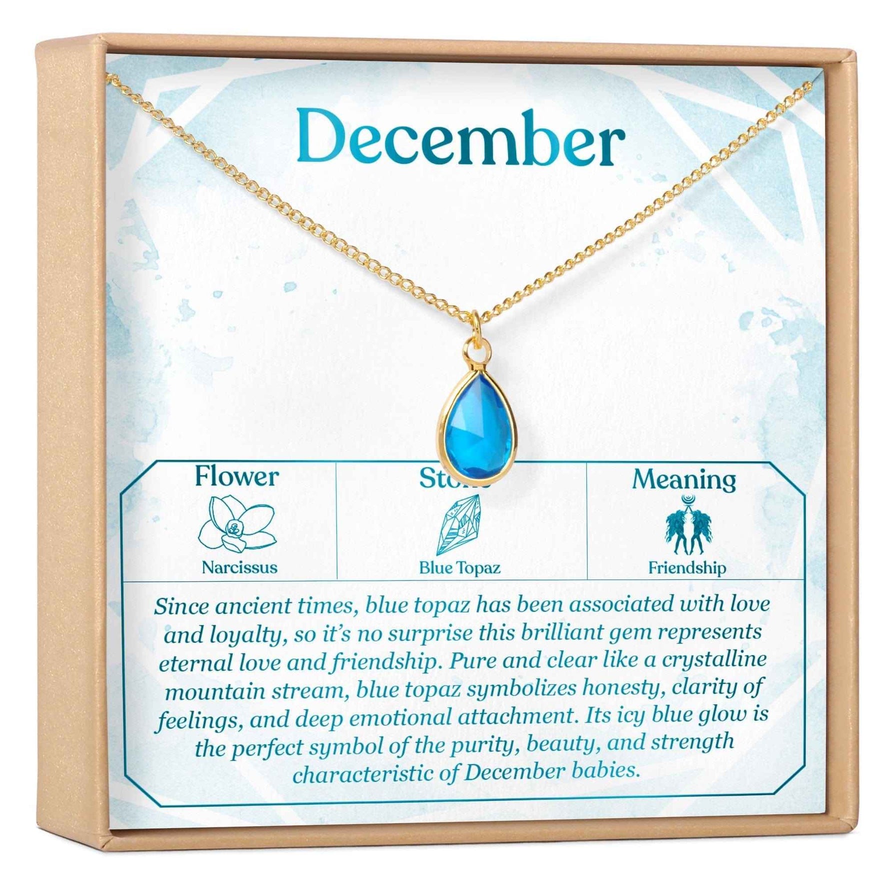 December Birthday Blue Topaz Birthstone Necklace
