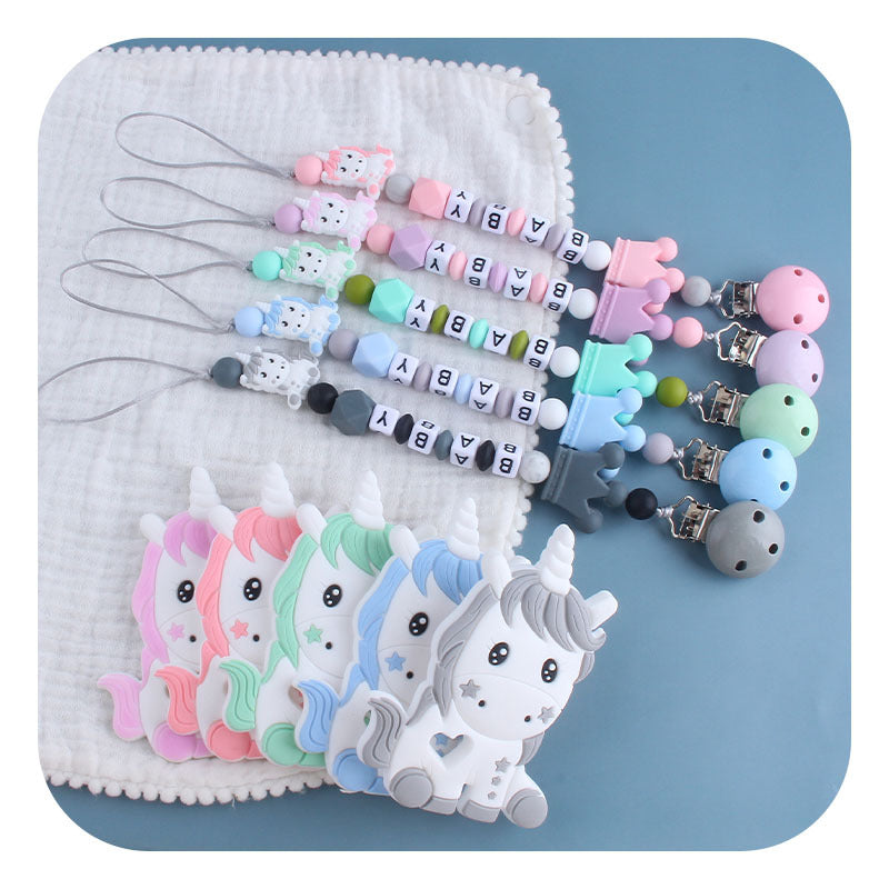Teething Silicone Pacifier Clip with Toy