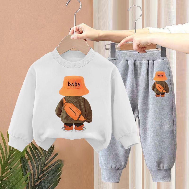 Boys Spring New Children's Autumn Leisure Sports Sweater Medium And Small Two-piece Suit Fashion - Cindi Book