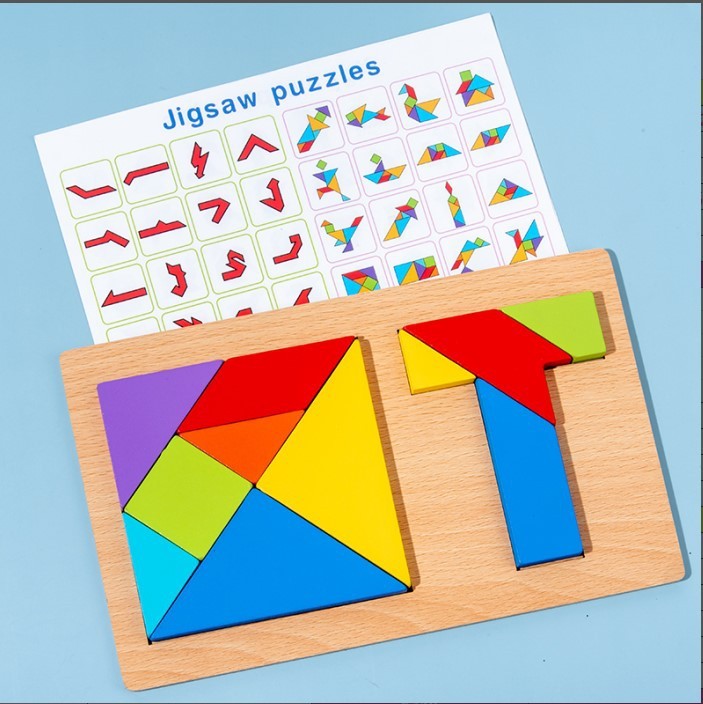 Children's Pine Tangram Early Education Patchwork Toy - Cindi Book