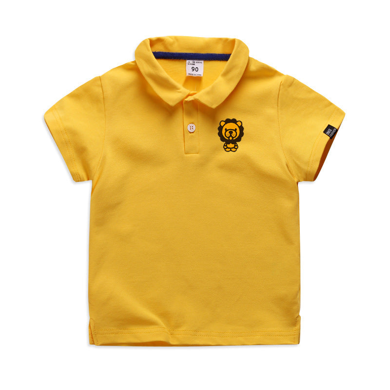Summer Elastic Cotton Solid Color Short Sleeve  Men''s And Women''s Cartoon Polo T-shirt - Cindi Book