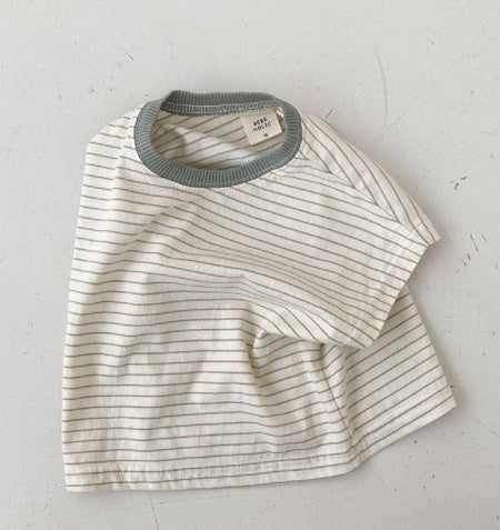 Korean Style Baby Casual Striped Short-sleeved T-shirt - Cindi Book