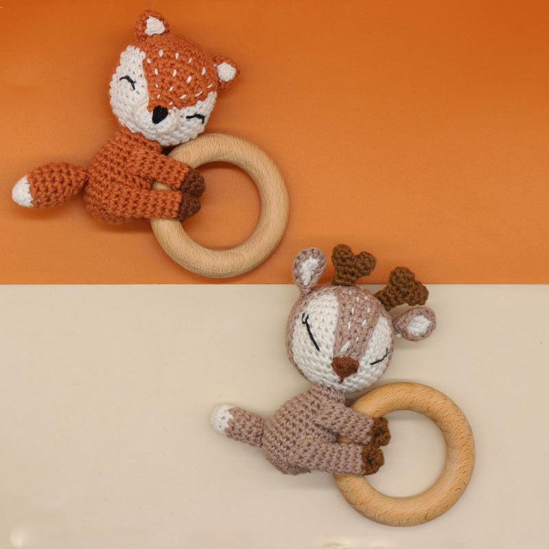 Handmade Crochet Fox Elk Rattle Toy Baby Molar Teether - Cindi Book