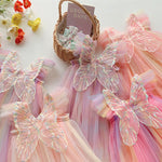 Rainbow Wings Mesh Girl Dress - Cindi Book