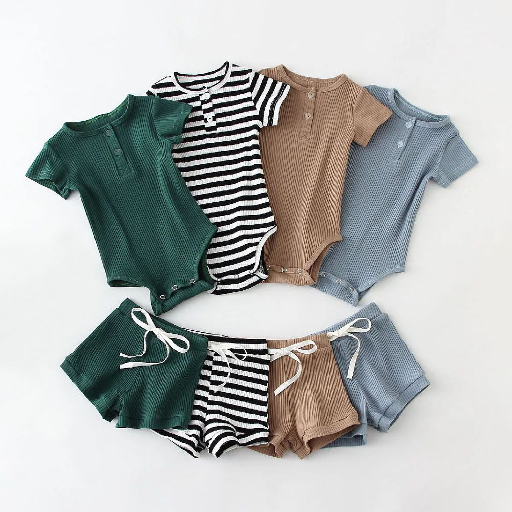 Two-piece Boys' Summer Round Neck Romper Suit - Cindi Book