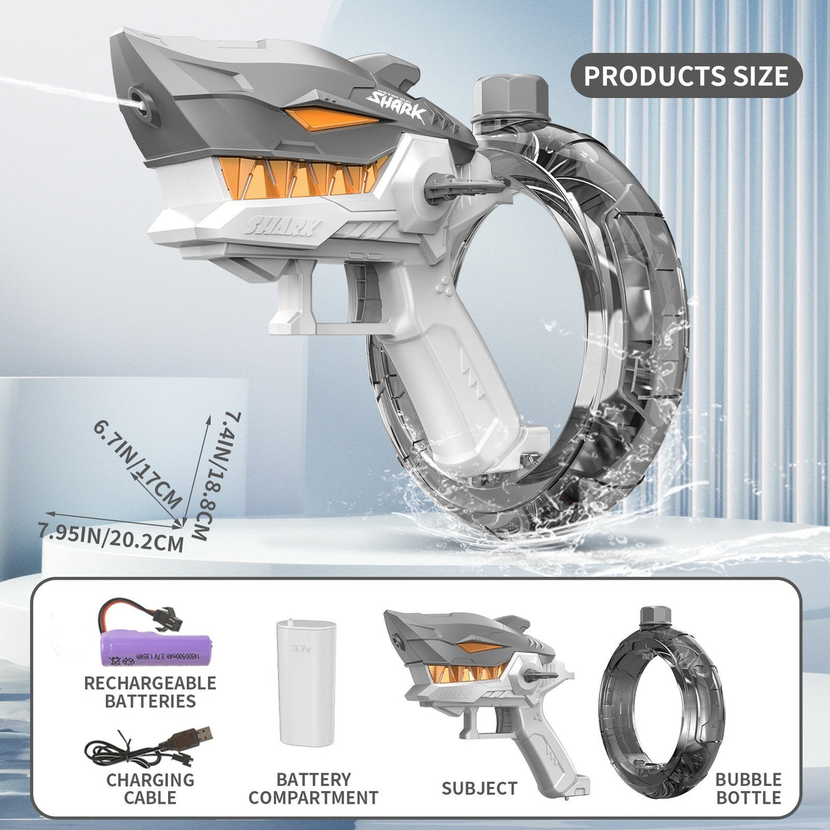 New Shark Electric Water Gun Toys Fully Automatic Continuous Fire Water Gun Large Capacity Beach Summer Children's Water Playing Toys - Cindi Book