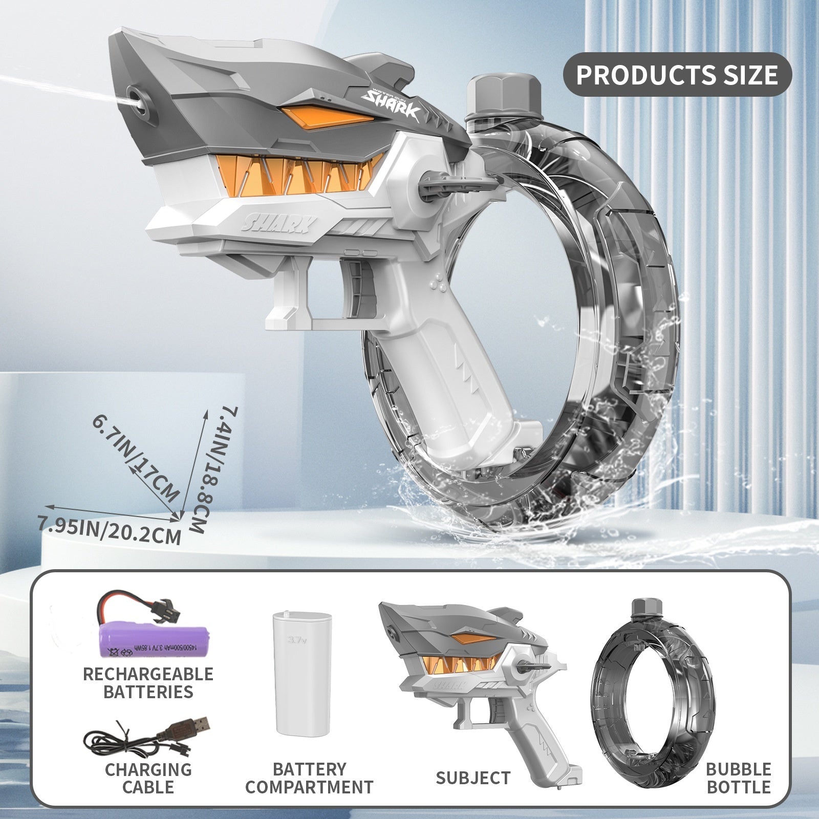 New Shark Electric Water Gun Toys Fully Automatic Continuous Fire Water Gun Large Capacity Beach Summer Children's Water Playing Toys - Cindi Book