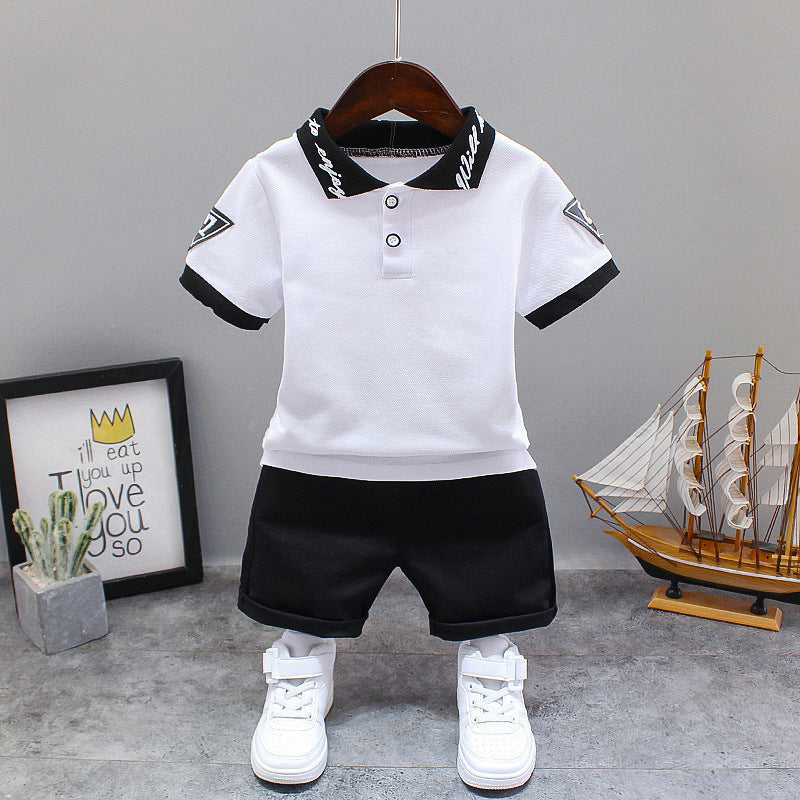 Summer Letter Lapel Short Sleeve Two-piece Suit - Cindi Book