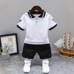 Summer Letter Lapel Short Sleeve Two-piece Suit - Cindi Book