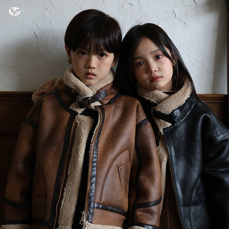 Boys Suede-Lined Coat with Integrated Fur for Extra Warmth and Thickness