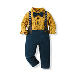 Boys' Cotton Long Sleeved Shirt And Overalls Set - Cindi Book