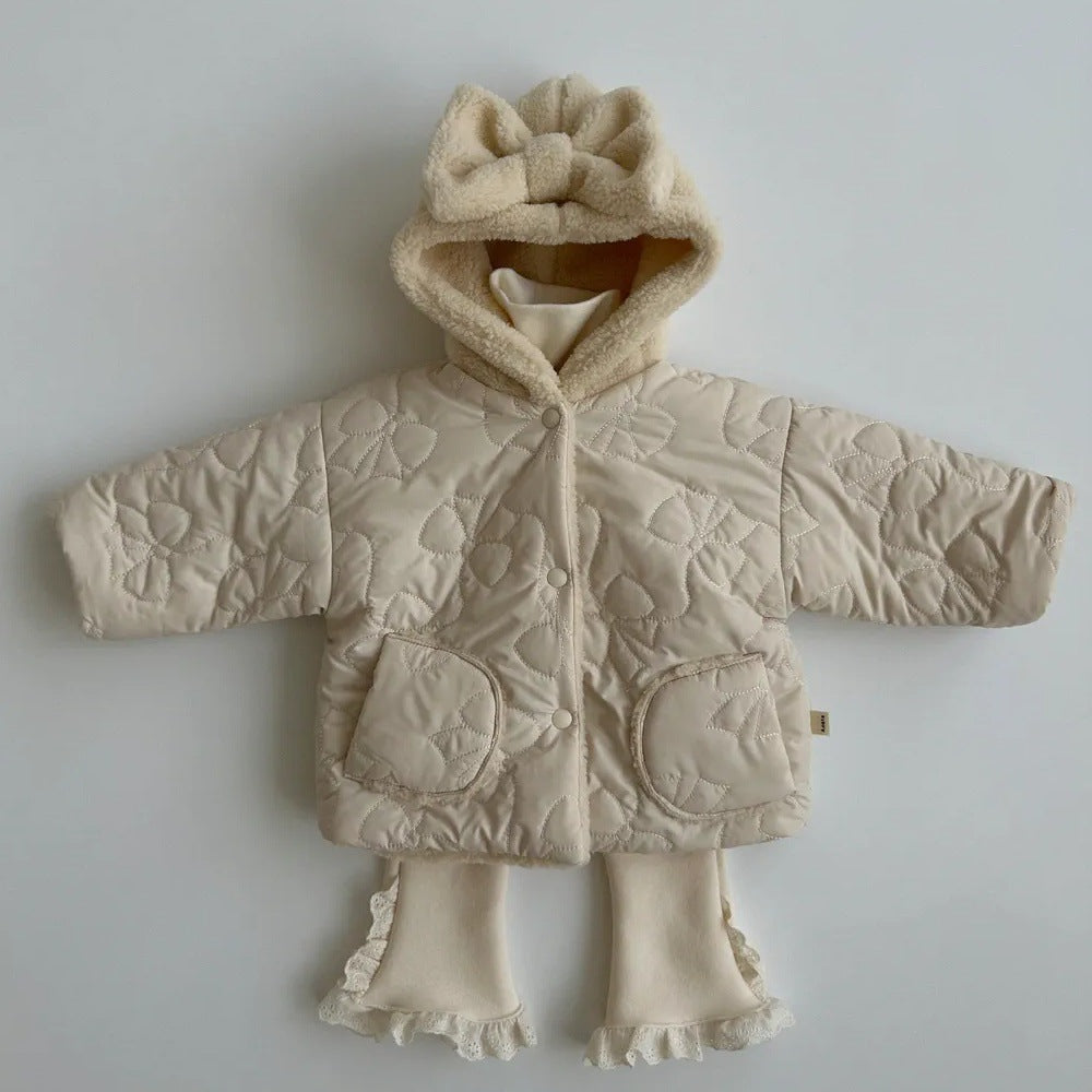 Girls' Cashmere Thickened Hooded Cotton Coat Jacket - Cindi Book