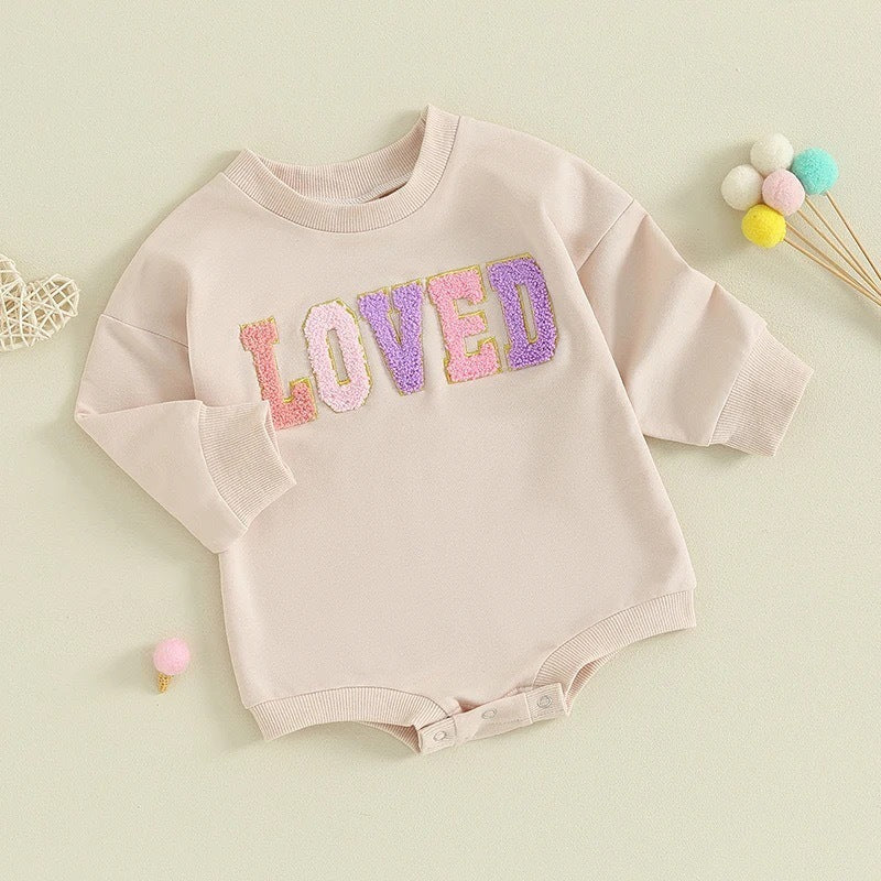 Infant Toddler Long Sleeve Alphabet Embroidery Romper - Cindi Book
