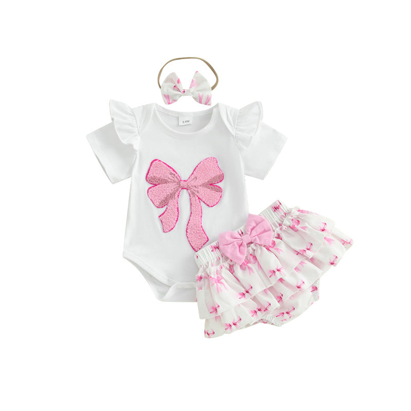 Cute Bow-Knot Romper Set For Baby Girls - Cindi Book